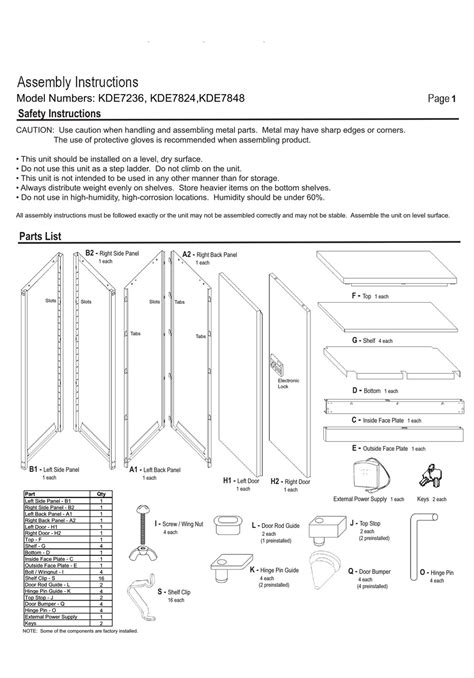 Sandusky Lee KDE7236 Assembly Instruction Manual